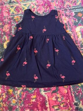 Old Navy Navy Blue Baby Dress with Pink Flamingos